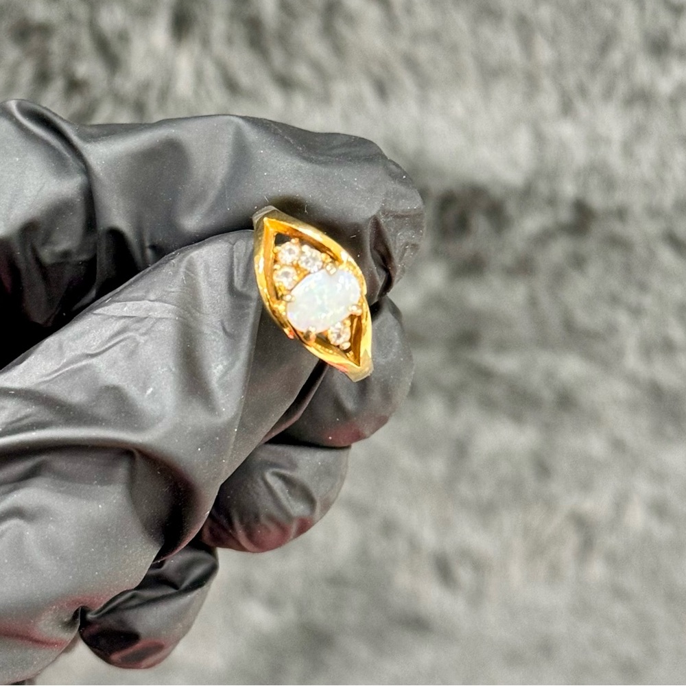 Solid White Opal Ring - image 6